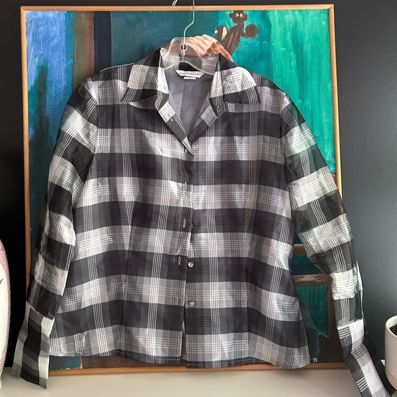 Bianca Nygard Tops - Bianca Nygard Chic Black and White Plaid Women's Blouse 12